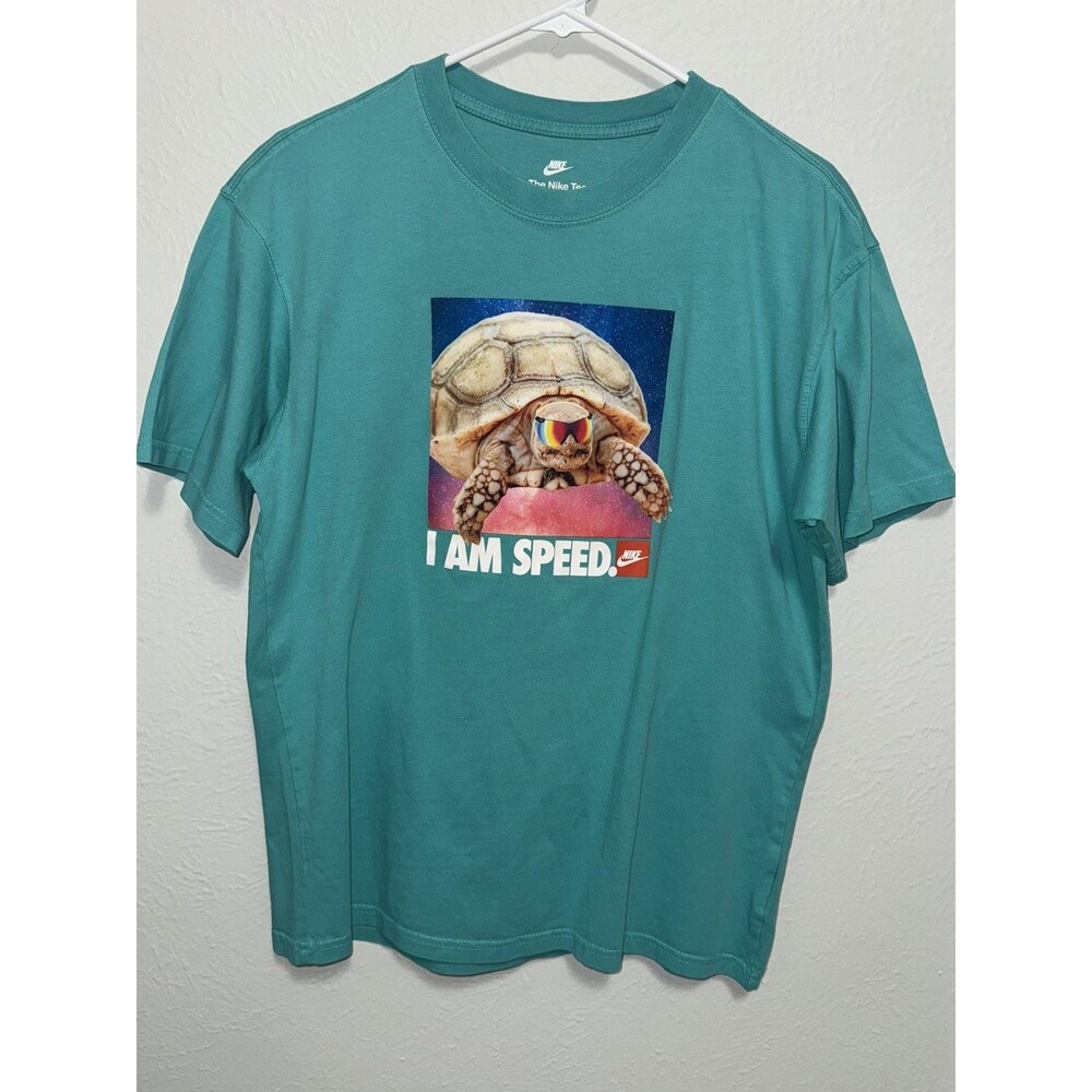 Nike Men’s “I Am Speed” T-Shirt Teal Small Turtle Graphic